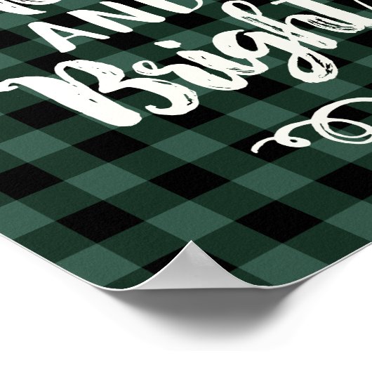 Fröhliche und helle Rustikale Pine Kariert Holiday Poster (Ecke)