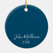 Fröhliche und helle Schneeflocken Rotes Foto für k Keramik Ornament (Hinten)