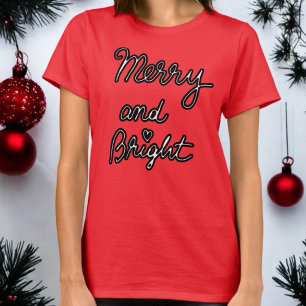 Fröhliche und helle Schrift Weihnachtsfest-Trend T-Shirt
