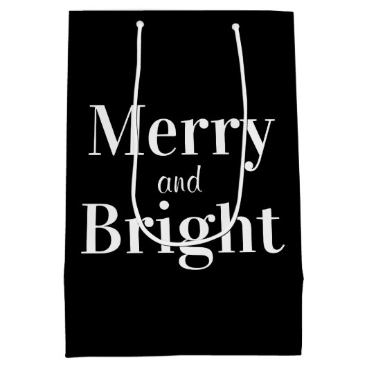 Fröhliche und helle Schwarz-weiße Weihnachten Mittlere Geschenktüte (Rückseite)