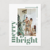Fröhliche und helle Simple Foto Sage Green Christm Postkarte (Vorderseite)