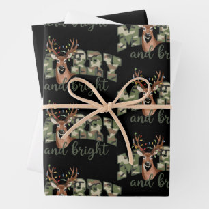 Fröhliche und helle Tarnohirsch-Bogen-Outdoor-Land Geschenkpapier Set
