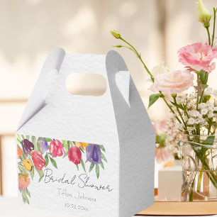Fröhliche und helle Tulpen und Grün Brautdusche Geschenkschachtel