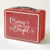 Fröhliche und helle Vintag antike Weihnachten Metall Brotdose (Vorderseite)