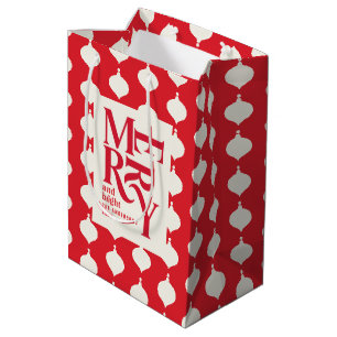 Fröhliche und helle vintage farbenfrohe Weihnachte Mittlere Geschenktüte