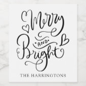 Fröhliche und helle Weihnachts-Script-Kalligrafie Weinetikett (Einzelnes Label)