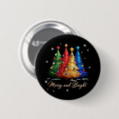 Fröhliche und helle Weihnachtsbäume Weihnachtsgesc Button (Vorne & Hinten)