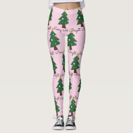 Fröhliche und helle Weihnachtsbaumen in Rosa Leggings