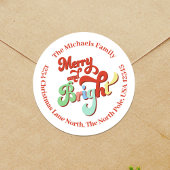 Fröhliche und helle Weihnachtsfeier-Rücksendeadres Runder Aufkleber