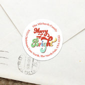 Fröhliche und helle Weihnachtsfeier-Rücksendeadres Runder Aufkleber