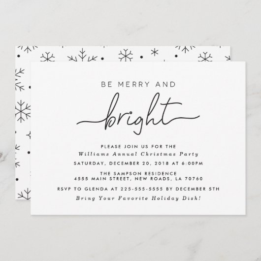 Fröhliche und helle Weihnachtsfeiertage-Party Einl Einladung (Vorne/Hinten)