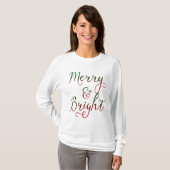 Fröhliche und helle WeihnachtsKalligraphie T-Shirt (Vorne ganz)