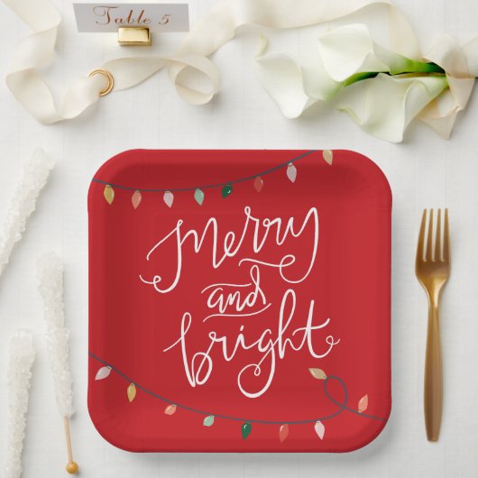 Fröhliche und helle WeihnachtsLICHT Festlich rot Pappteller (Hochzeit)