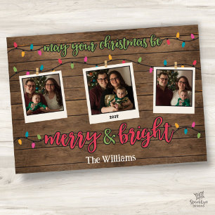 Fröhliche und helle Weihnachtslichter Foto Polaroi Feiertagskarte