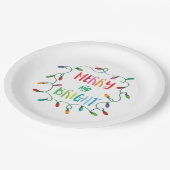 Fröhliche und helle Weihnachtslichter Pappteller (Schrägansicht)