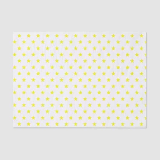 Fröhliche und hellgelbe Sterne auf weißem Urlaub Seidenpapier (Vorderseite)