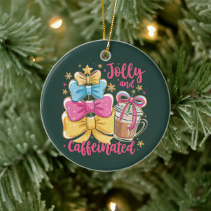 Fröhliche und koffeinhaltige vornehme Weihnachts-C Keramik Ornament