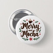 Fröhliche und mocha Drink Weihnachtskaffee Weihnac Button (Vorne & Hinten)