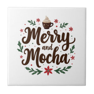 Fröhliche und mocha Drink Weihnachtskaffee Weihnac Fliese