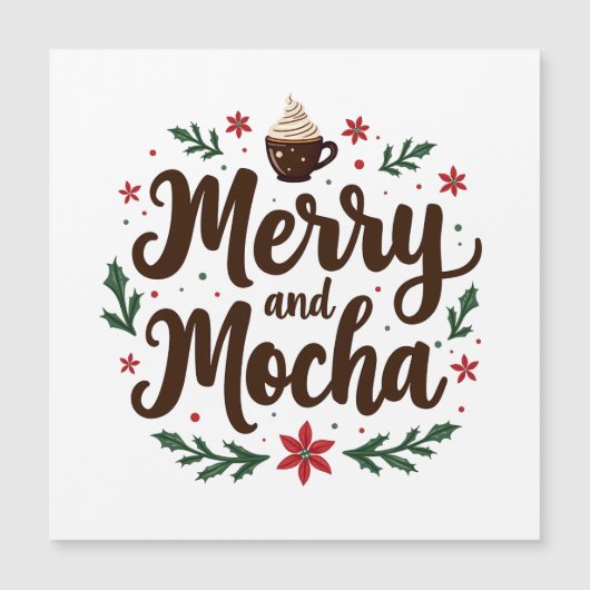 Fröhliche und mocha Drink Weihnachtskaffee Weihnac Magnetkarte (Vorderseite)