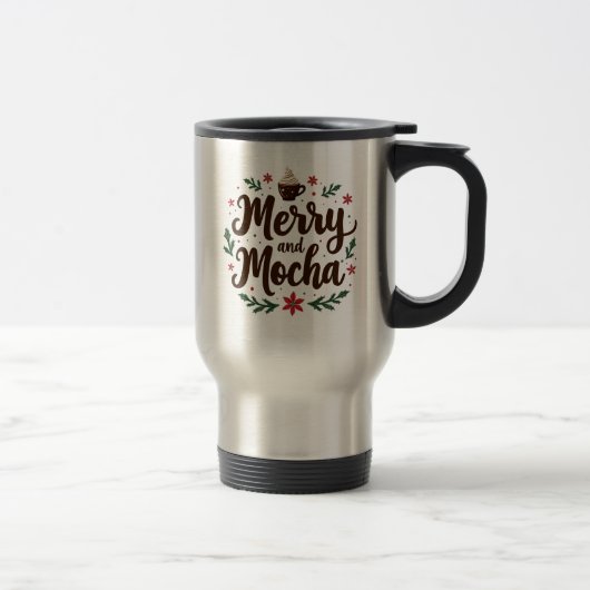 Fröhliche und mocha Drink Weihnachtskaffee Weihnac Reisebecher (Rechts)