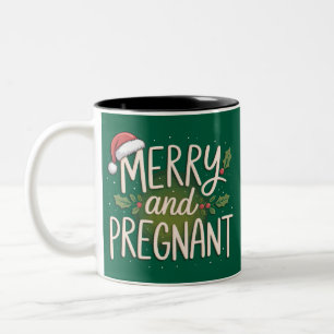 Fröhliche und schwangere Xmas-Schwangerschaftsankü Zweifarbige Tasse
