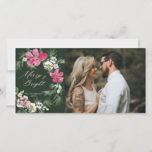 Fröhliche und strahlend grüne rosa Wasserfarben Bl Feiertagskarte