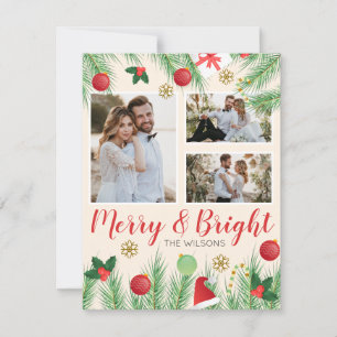 Fröhliche und strahlende bunte Weihnachtsfotocolla Feiertagskarte