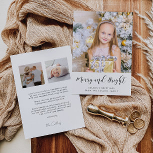 Fröhliche und strahlende elegante 3-Foto-Familie Feiertagskarte