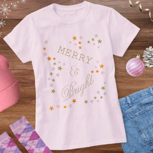 Fröhliche und strahlende falsche Gold-Silber-Stern T-Shirt