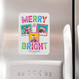 Fröhliche und strahlende Familienfoto-Weihnachten Magnet