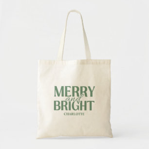 Fröhliche und strahlende grüne Weihnachtsferien Tragetasche