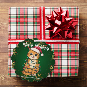 Fröhliche und strahlende Katze Weihnachten Kätzche Ornament Karte