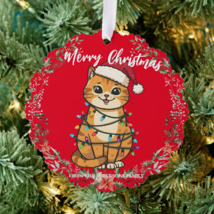 Fröhliche und strahlende Katze Weihnachten Kätzche Ornament Karte