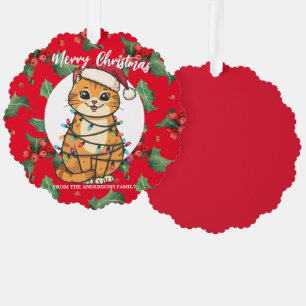 Fröhliche und strahlende Katze Weihnachten Kätzche Ornament Karte