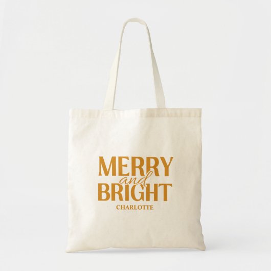 Fröhliche und strahlende Weihnachten Gold  Tragetasche (Vorne)
