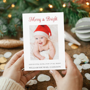 Fröhliche und strahlende Weihnachts-Geburtsanzeige Einladung