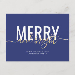 Fröhliche und strahlende Weihnachtsferien blau Postkarte