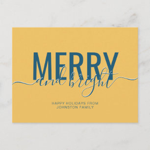 Fröhliche und strahlende Weihnachtsferien gelb Postkarte