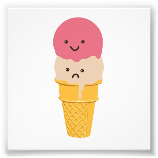 Fröhliche und traurige Eiscreme Fotodruck (Vorne)