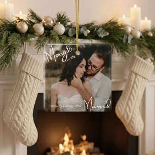 Fröhliche und verheiratete erste Weihnachten Neuve Keramikornament