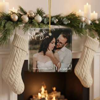 Fröhliche und verheiratete erste Weihnachten Neuve Keramikornament