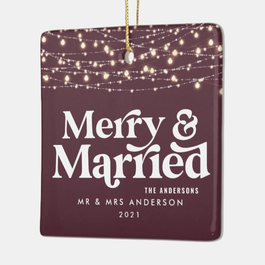 Fröhliche und verheiratete Hochzeit Weihnachten Keramikornament (Links)