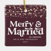 Fröhliche und verheiratete Hochzeit Weihnachten Keramikornament (Vorderseite)