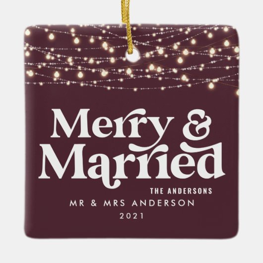 Fröhliche und verheiratete Hochzeit Weihnachten Keramikornament (Vorderseite)
