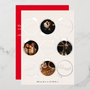 Fröhliche und Verheiratete Ornamente Mehrfachfoto Folien Feiertagskarte