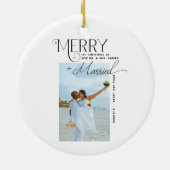 Fröhliche und Verheiratete Script Foto Weihnachten Keramik Ornament (Hinten)