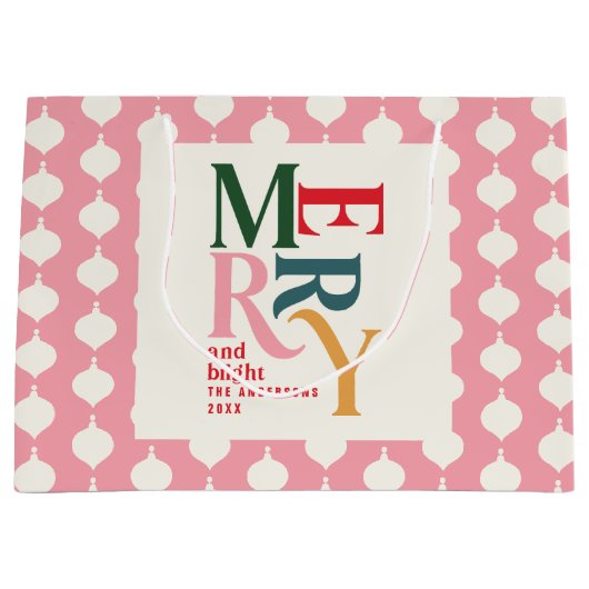 Fröhliche und Vintage Weihnachten Große Geschenktüte (Vorderseite)