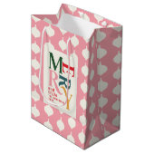 Fröhliche und Vintage Weihnachten Mittlere Geschenktüte (Vorderseite Schrägansicht)