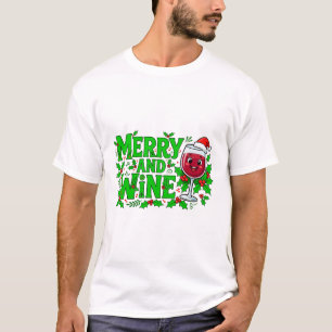 Fröhliche und Wein lustiges Weihnachten T-Shirt